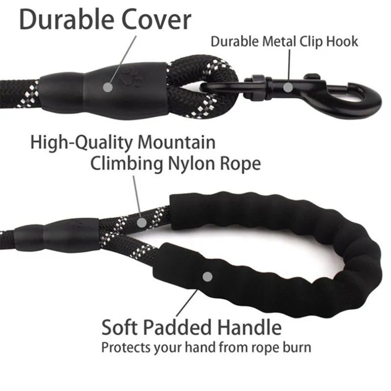 Reflective Padded Dog Leash With Comfortable Padded Handle