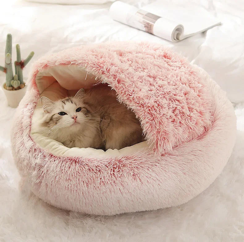 2-in-1 Autumn and Winter Plush Pet Cave Bed