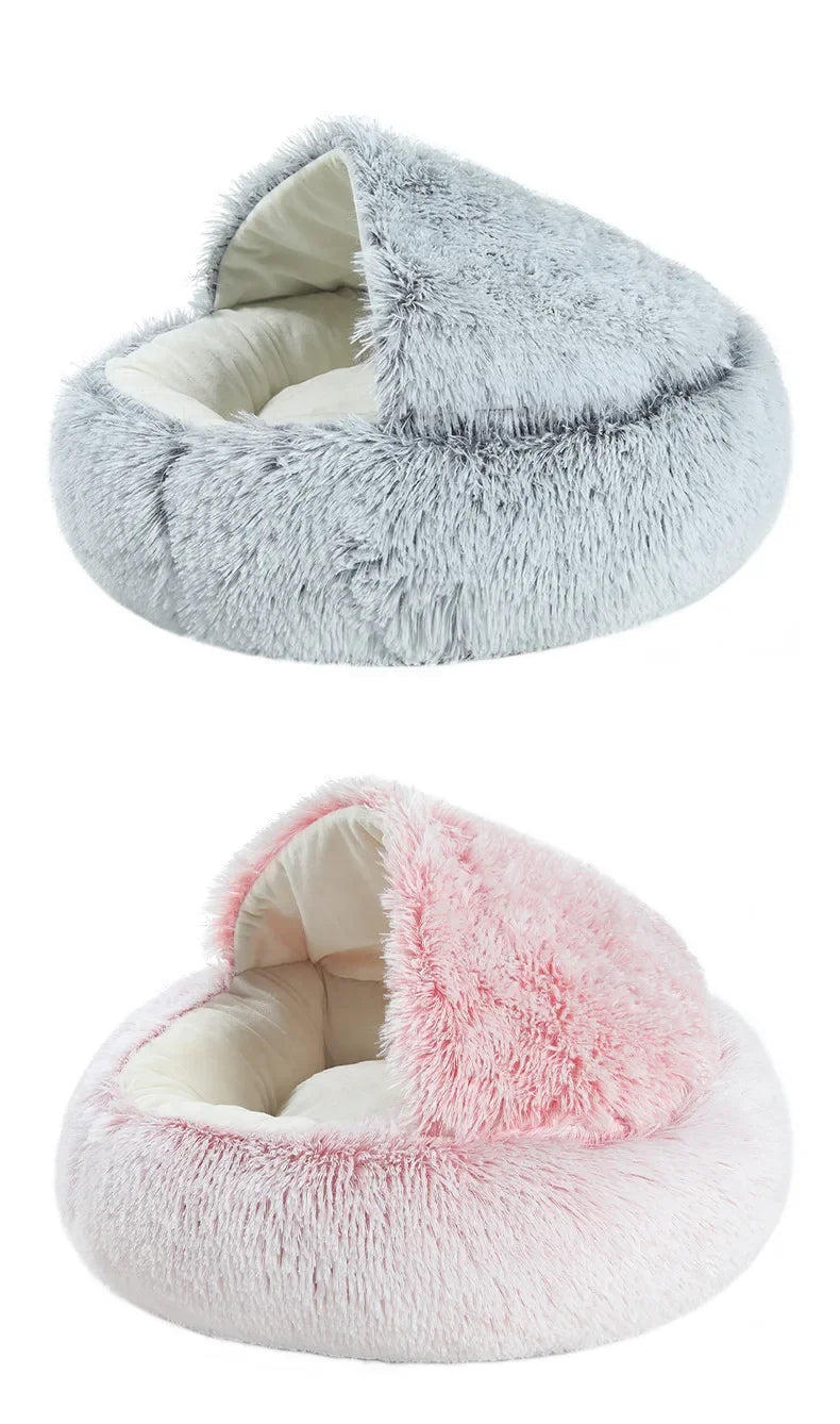 2-in-1 Autumn and Winter Plush Pet Cave Bed