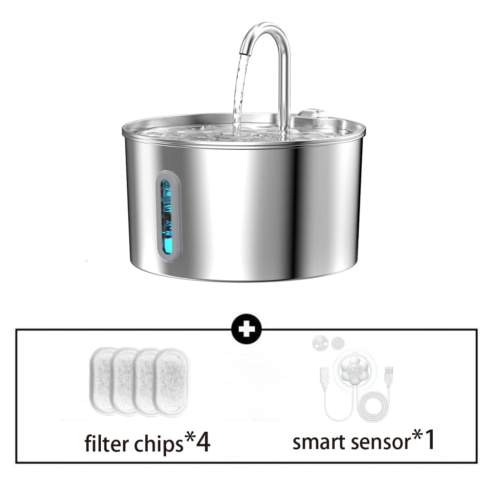 2.2L Stainless Steel Pet Water Fountain