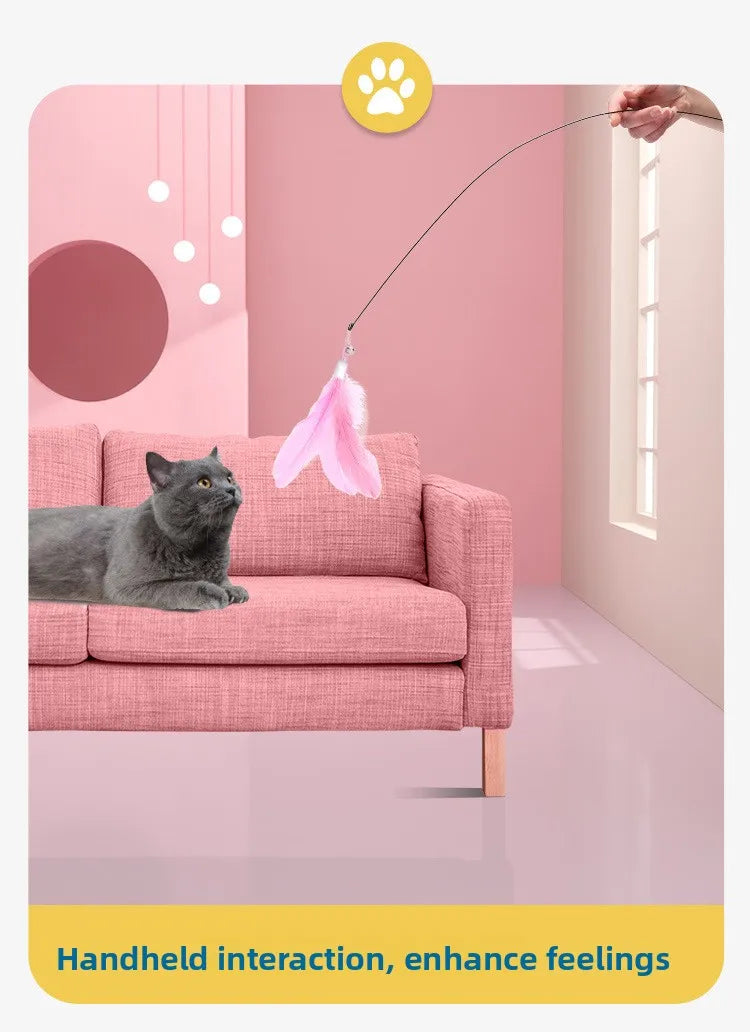Interactive Feather Cat Teaser Pole