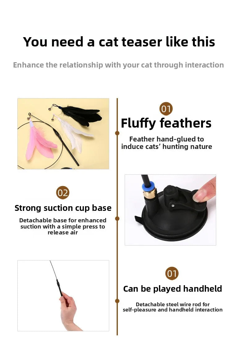 Interactive Feather Cat Teaser Pole