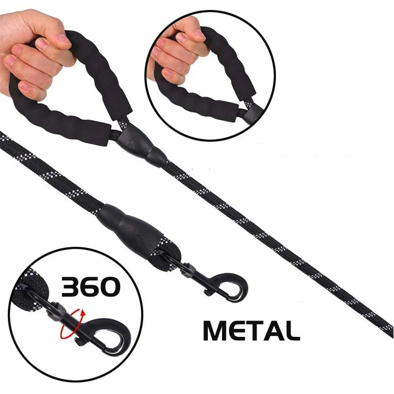Reflective Padded Dog Leash With Comfortable Padded Handle