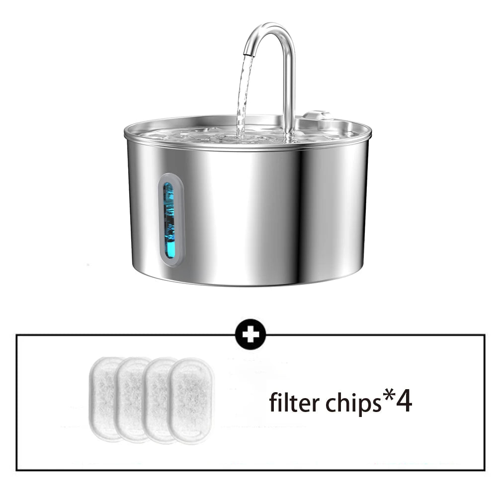 2.2L Stainless Steel Pet Water Fountain