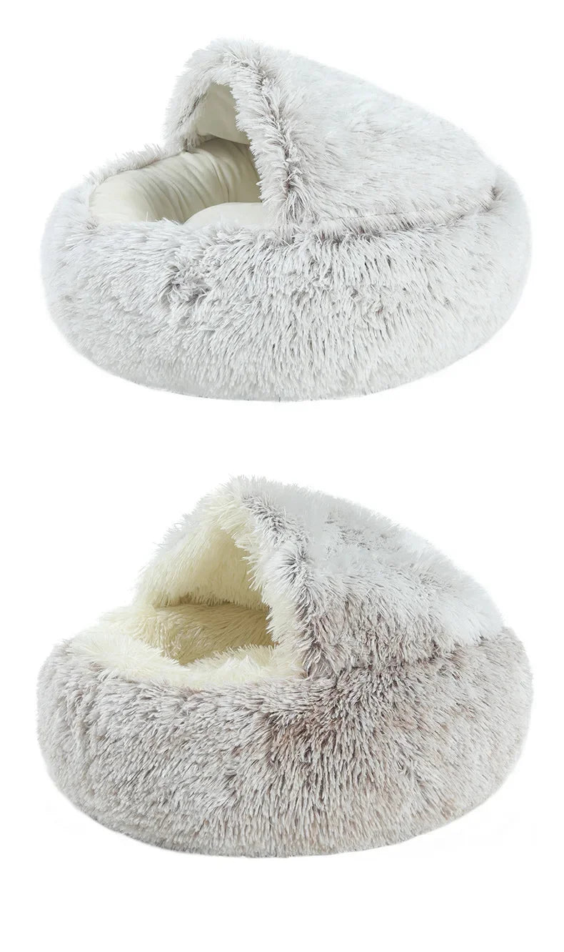 2-in-1 Autumn and Winter Plush Pet Cave Bed