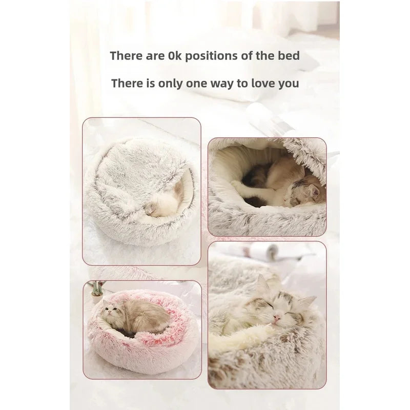 2-in-1 Autumn and Winter Plush Pet Cave Bed
