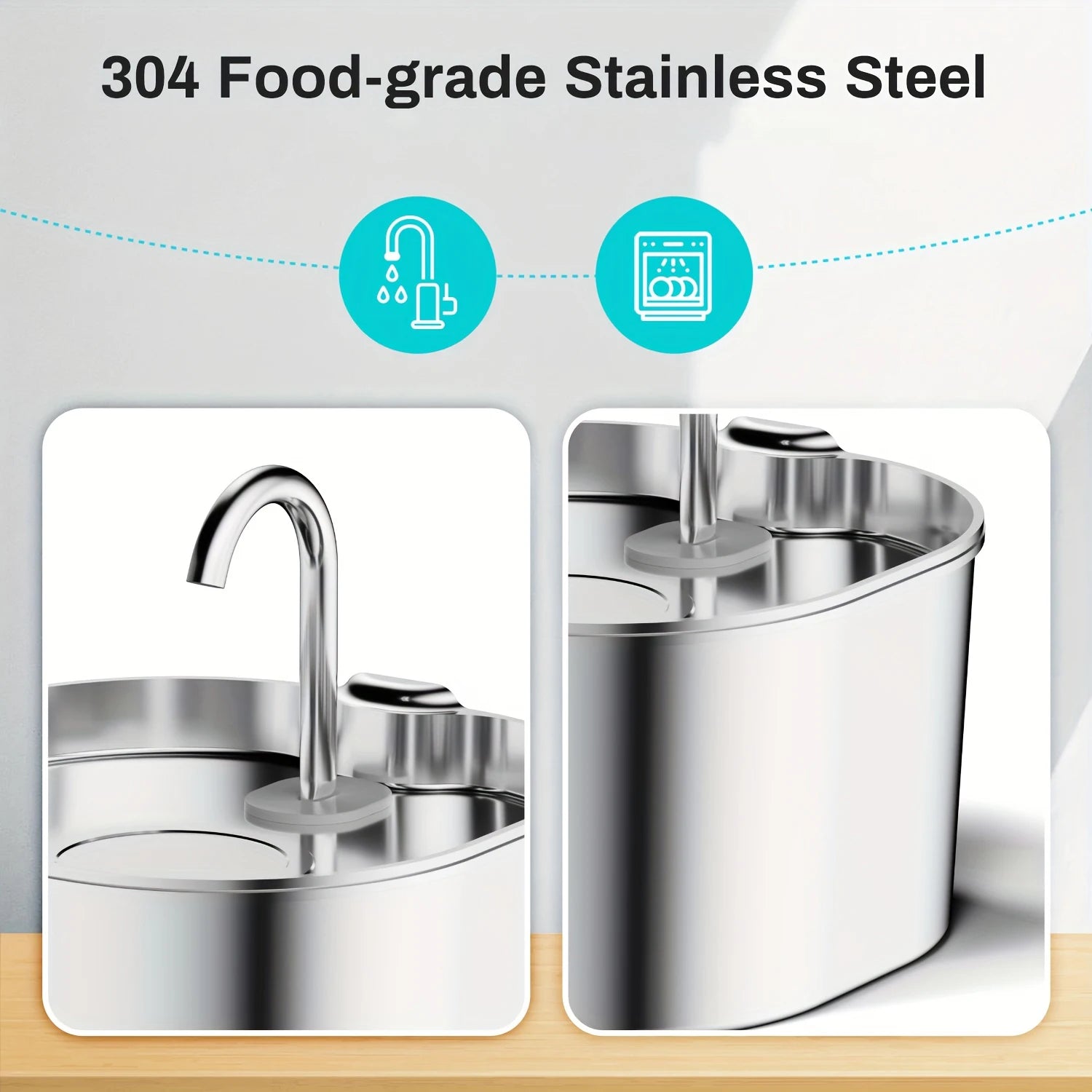 2.2L Stainless Steel Pet Water Fountain