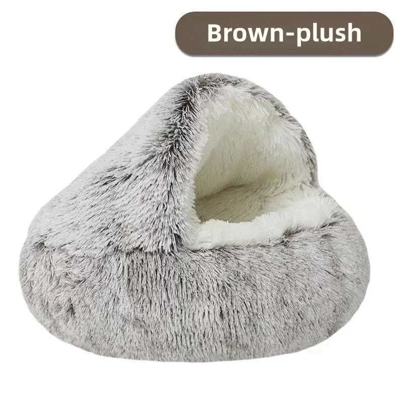 2-in-1 Autumn and Winter Plush Pet Cave Bed