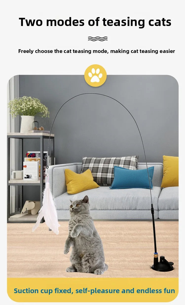 Interactive Feather Cat Teaser Pole