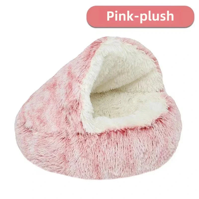2-in-1 Autumn and Winter Plush Pet Cave Bed