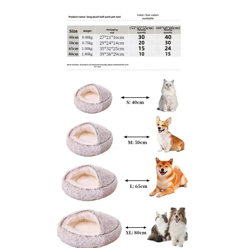 2-in-1 Autumn and Winter Plush Pet Cave Bed
