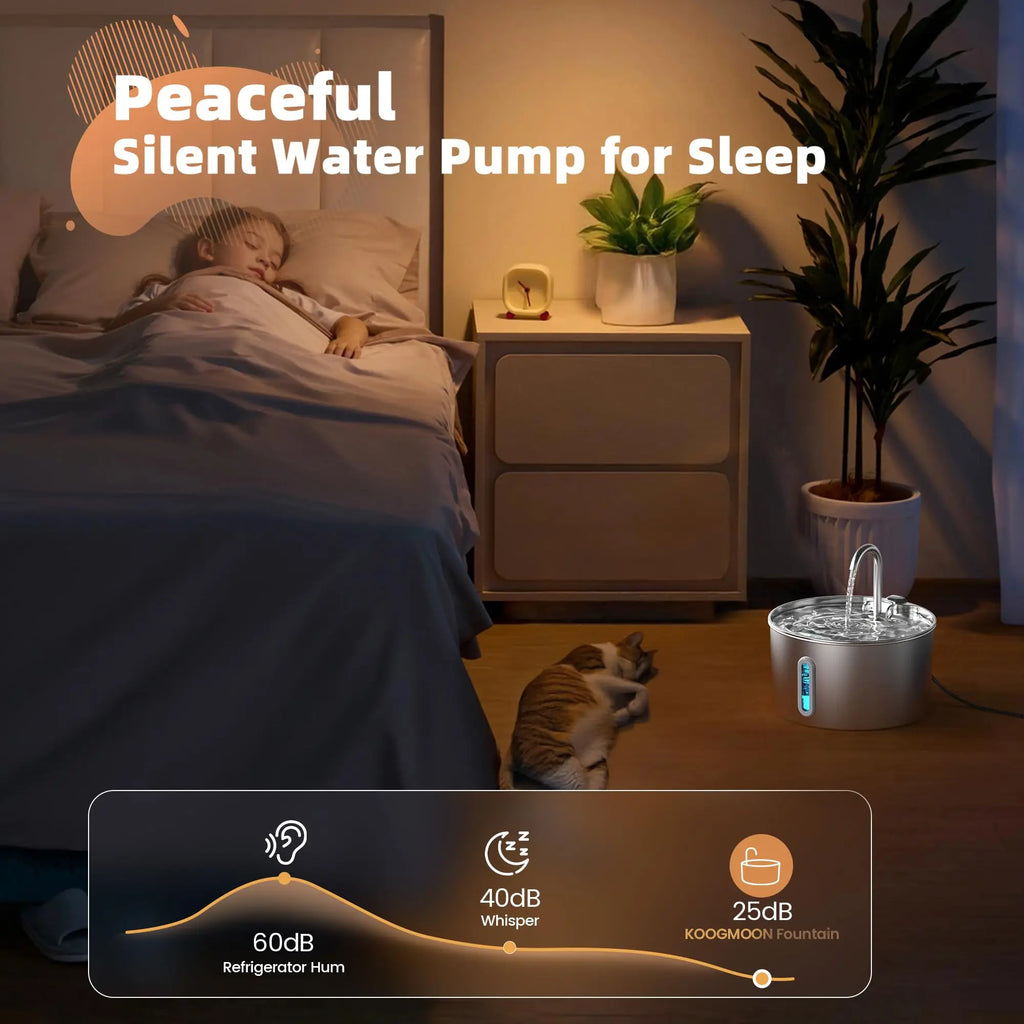 2.2L Stainless Steel Pet Water Fountain