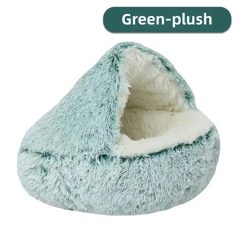 2-in-1 Autumn and Winter Plush Pet Cave Bed