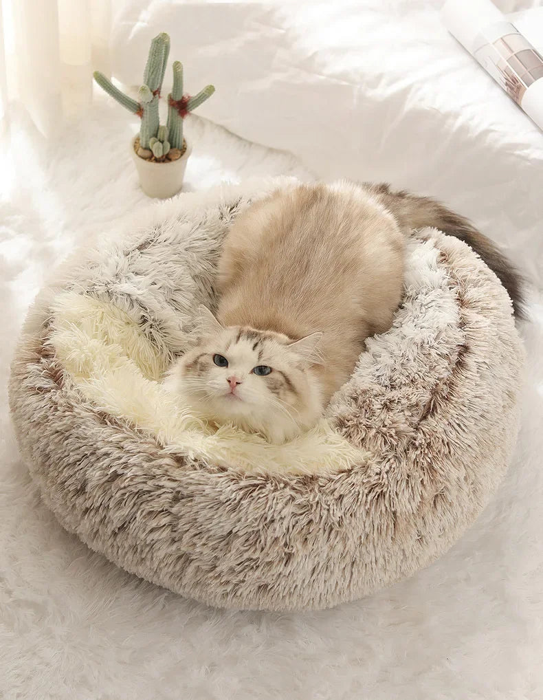 2-in-1 Autumn and Winter Plush Pet Cave Bed