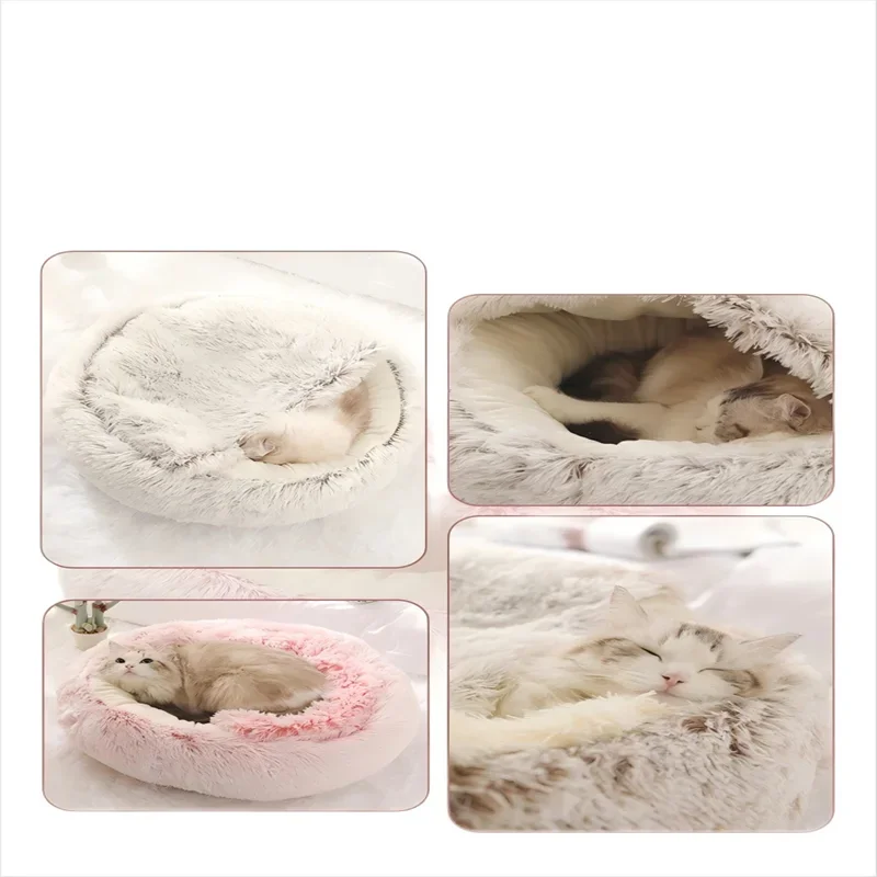 2-in-1 Autumn and Winter Plush Pet Cave Bed