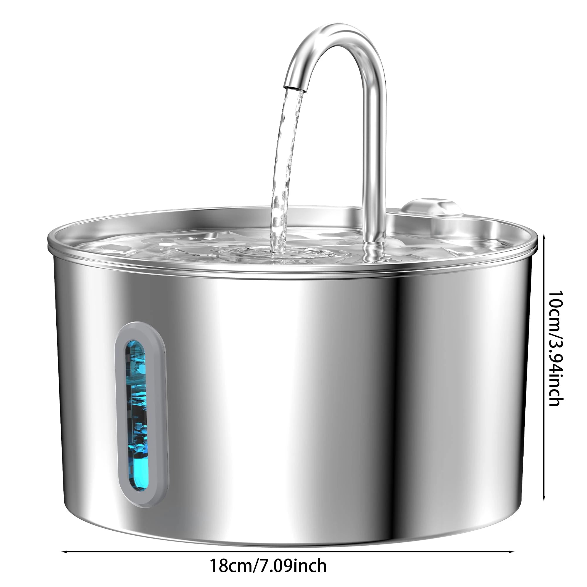 2.2L Stainless Steel Pet Water Fountain