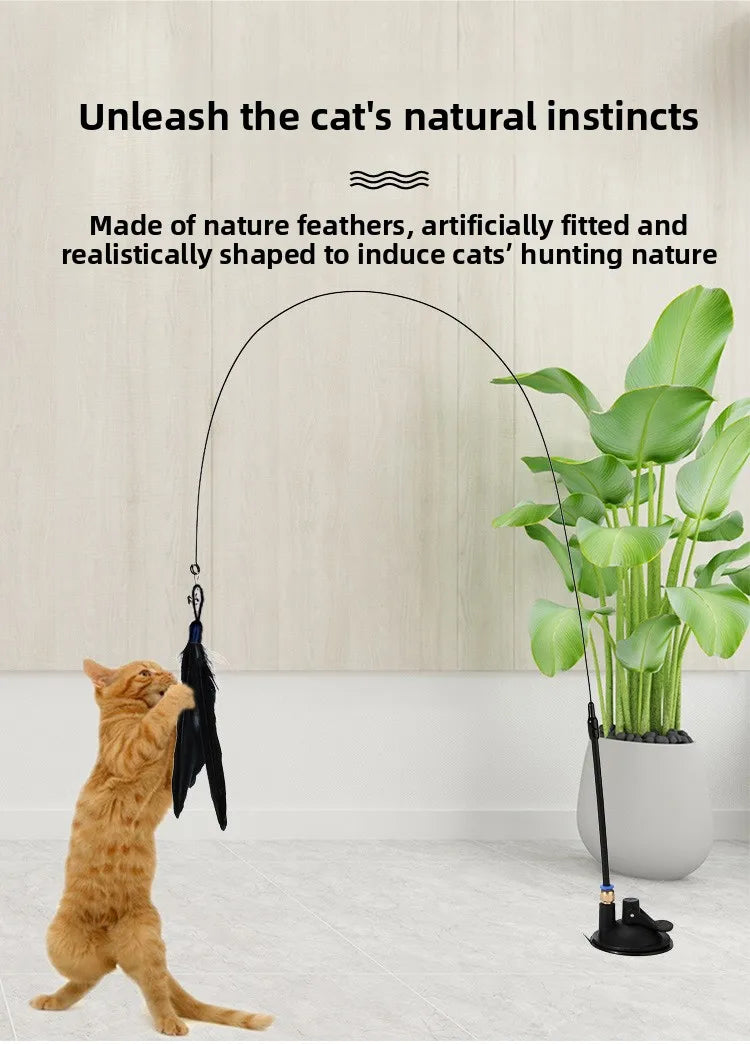 Interactive Feather Cat Teaser Pole