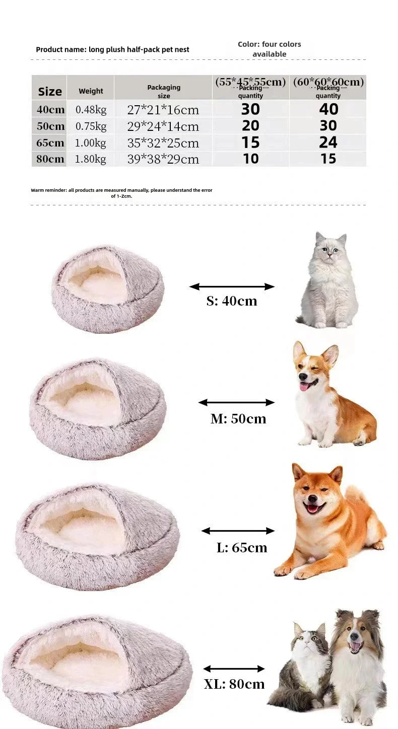 2-in-1 Autumn and Winter Plush Pet Cave Bed